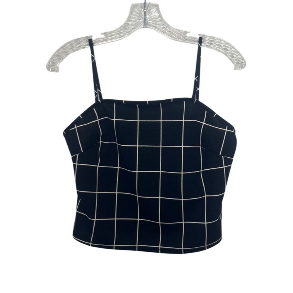Adara Sleeveless Crop Top XL Black White New WOT Tank Cami Blouse